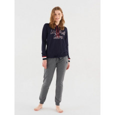 Qadın pijama pijama dəsti - tünd göy, L - 16806