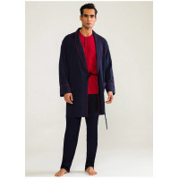Kişi pijama cehizlik 5-li sabahlıqlı pijama dəsti - tünd göy, L - DS3000