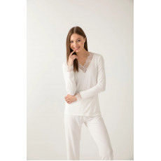 Qadın üçün pijama, ağ, M - W23159