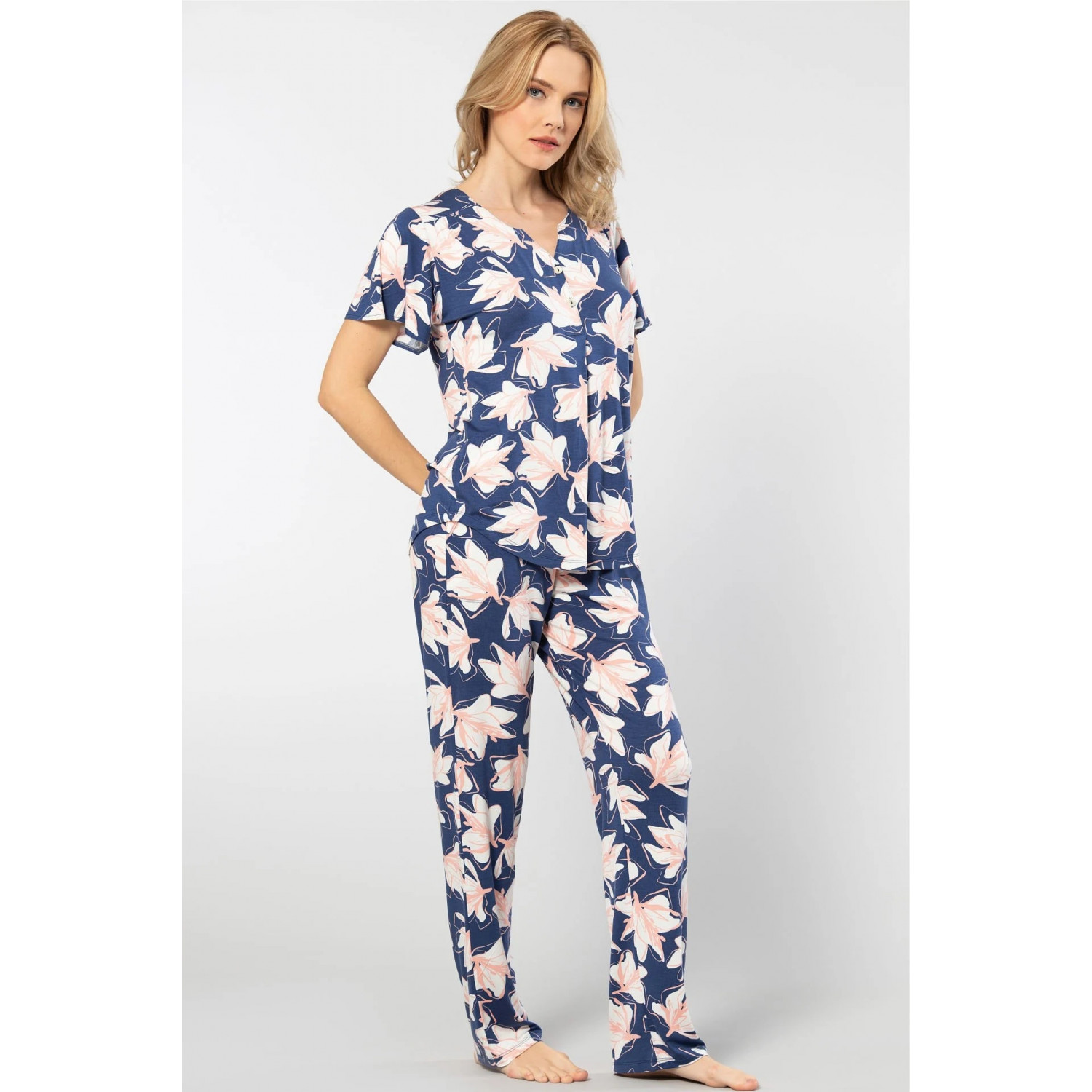 Qadın üçün pijama, pudra, L - 3606